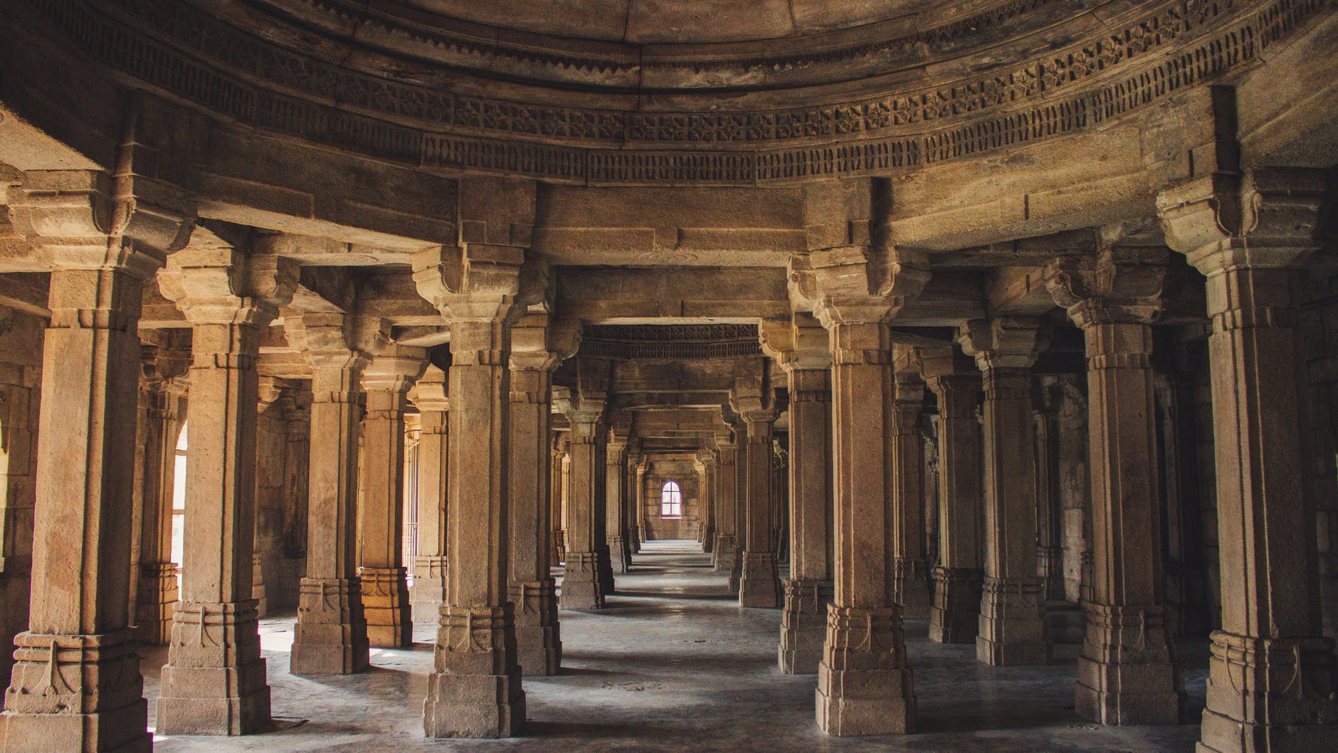 brown concrete columns